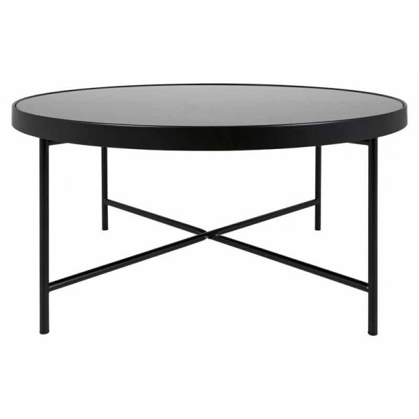 Molly sofabord sort med hærdet glas plade Ã. 83 cm