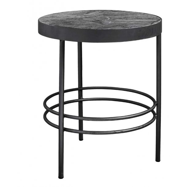Rundt bord sort marmor med metalstel midnight nordal Haveindretning med børn