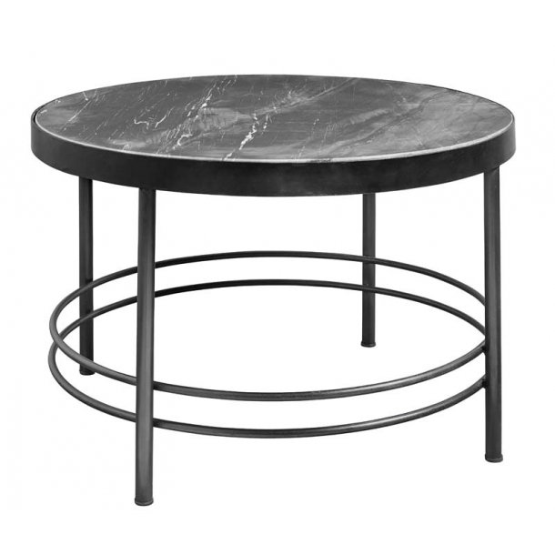Rundt sofabord sort marmor med metalstel midnight nordal Rundt sofabord sort