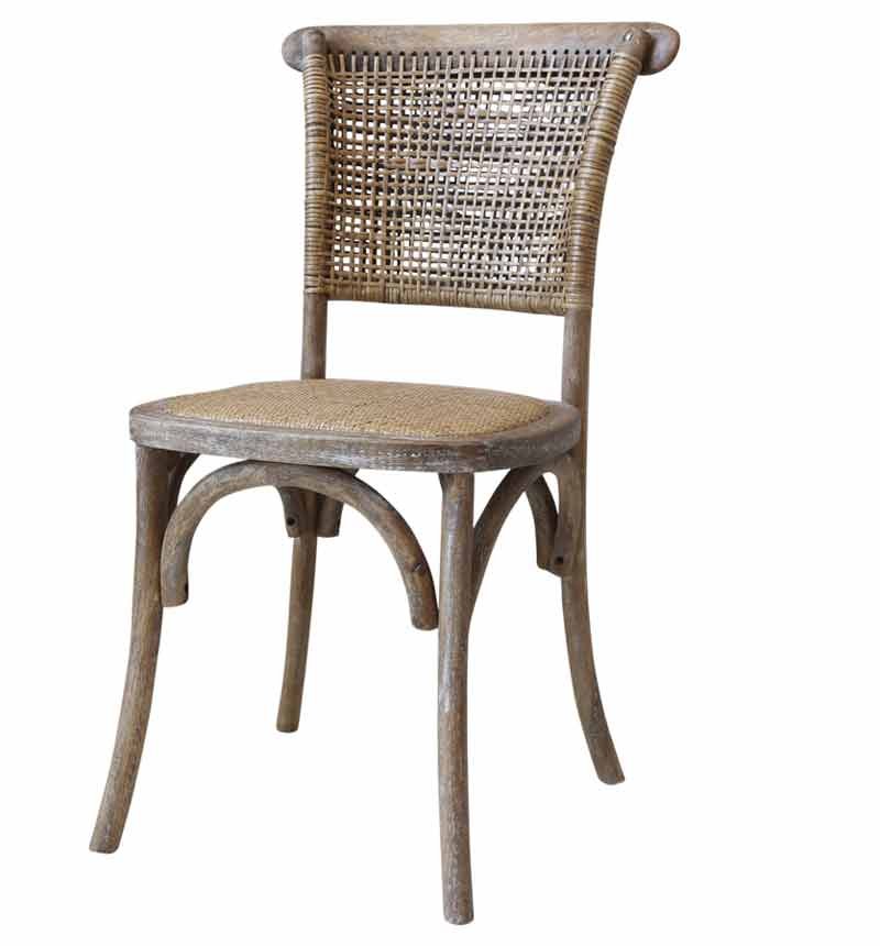 Chic Antique Fransk fletstol mflet i sæderyg Chic Antique Fransk fletstol mflet i sæderyg