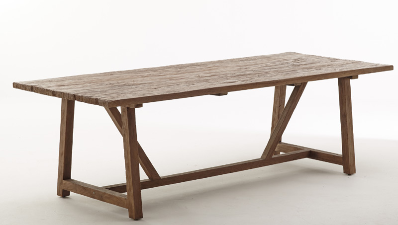 Teak spisebord / langbord genbrugsteak 240cm rustikt langbord